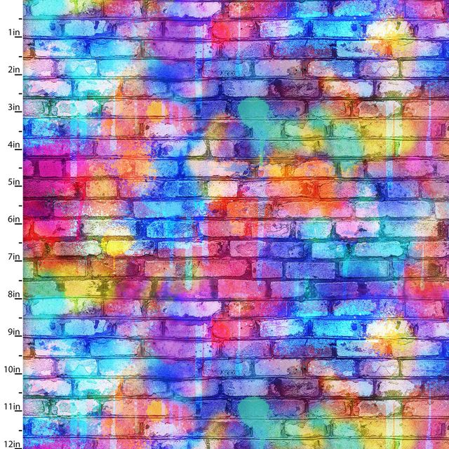 Dogs the City Wall to Wall Rainbow Bricks Weekday Best 3 Wishes Cotton Fabric