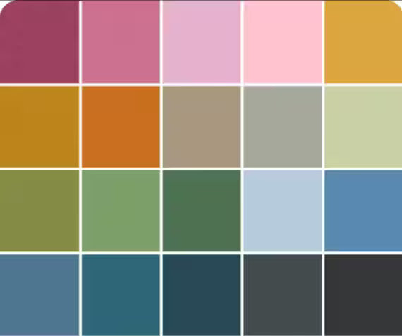 Bella Solids Cozy 2.5" x 2.5" Squares Mini Charm Pack Assorted Moda Cotton Fabric MD-9900MCC