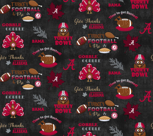 Alabama Crimson Tide NCAA College Turkey Bowl Design Cotton Fabric