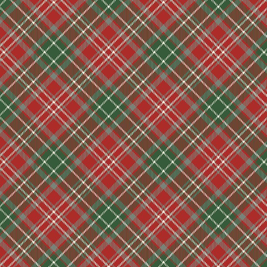 Let it Snow Christmas Plaid Red Gail Cadden Timeless Treasures Cotton Fabric