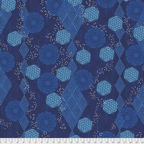 Kismet Tapestry Geo Indigo Blue Valori Wells Free Spirit Fabrics Cotton Fabric