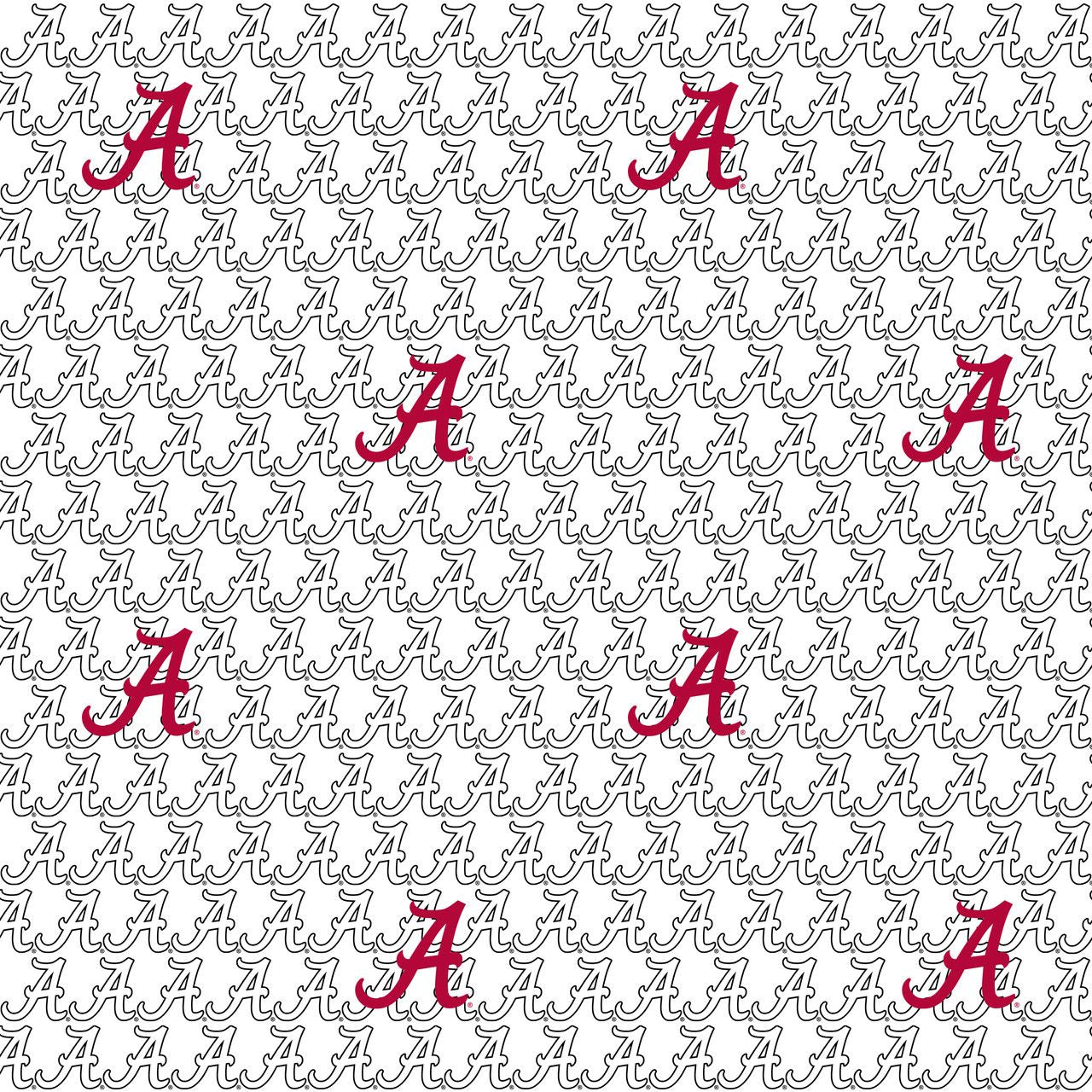 Alabama Crimson Tide NCAA College White Block Letter Sykel Cotton Fabric