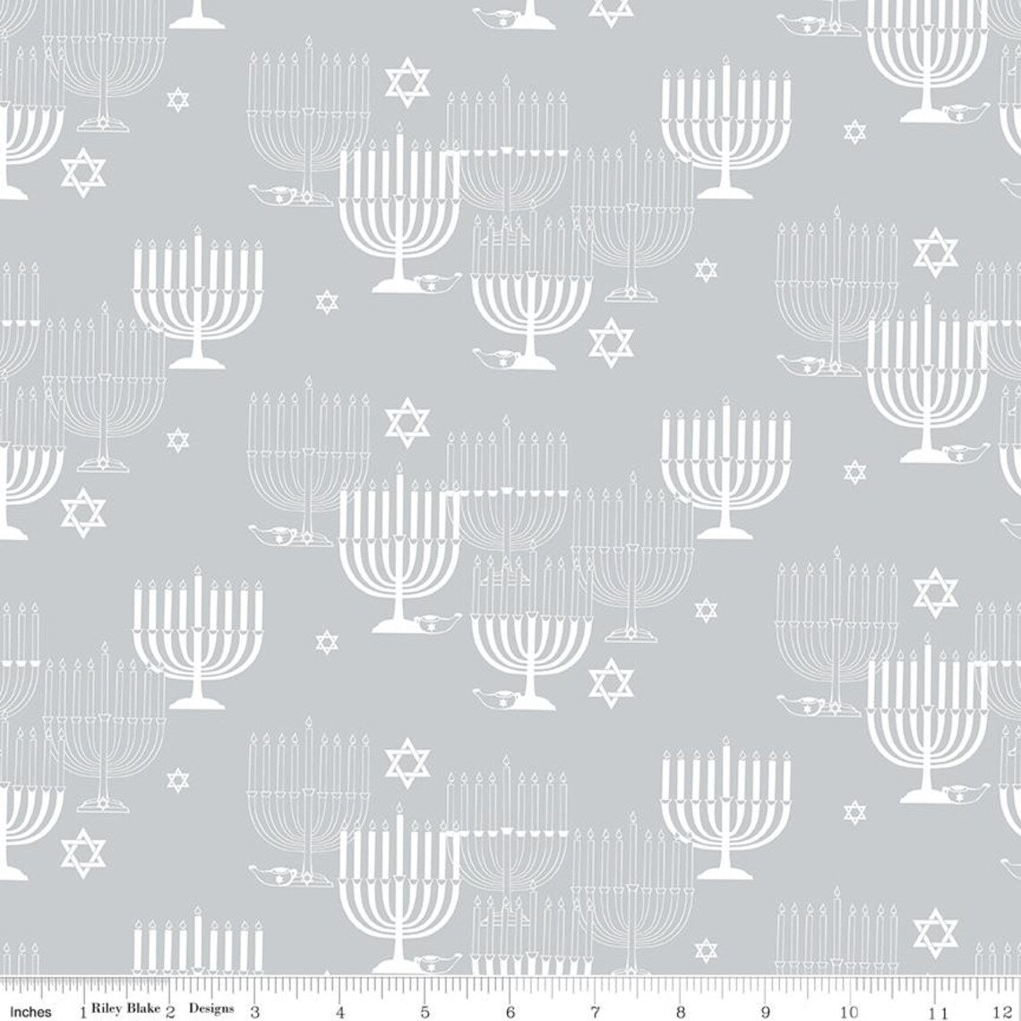 8 Nights 8 Lights in Silver designed by Tara Reed for Riley Blake Designs 44 inches wide 100% Cotton Quilting Fabric RB-C16420-SILVER