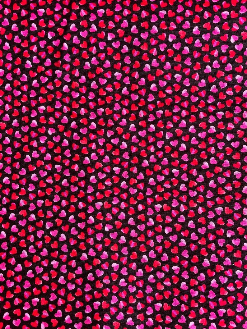 Heart Lips & Kisses Red and Pink Hearts Black Timeless Treasures Cotton Fabric