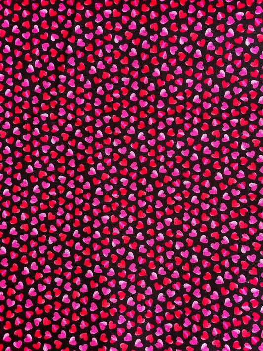 Lips & Kisses Red and Pink Hearts Black Timeless Treasures Cotton Fabric