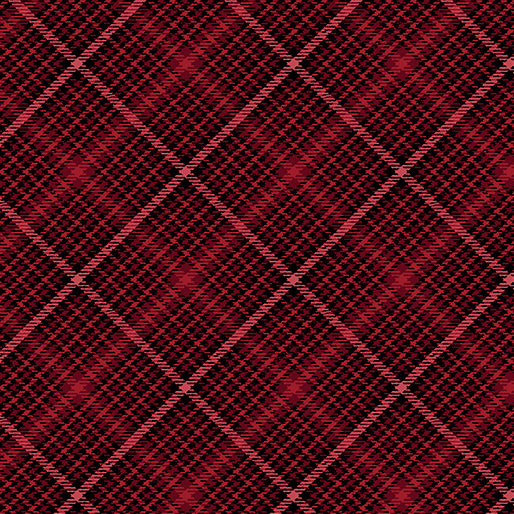 A Botanical Season Festive Tartan Red Jackie Robinson Benartex Cotton Fabric