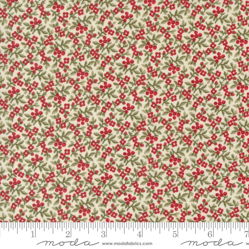 A Christmas Carol Bountiful Berries Small Floral Snowflake Cream Multi 3 Sisters Moda Cotton