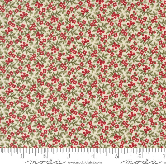 A Christmas Carol Bountiful Berries Small Floral Snowflake Cream Multi 3 Sisters Moda Cotton