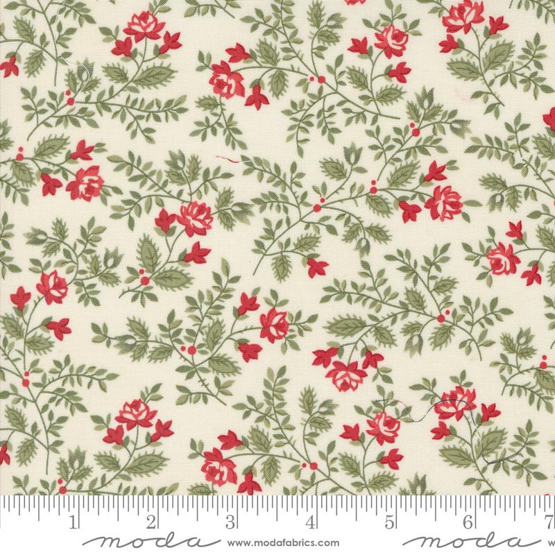 A Christmas Carol Silent Night Small Floral Snowflake Cream Multi 3 Sisters Moda Cotton Fabric