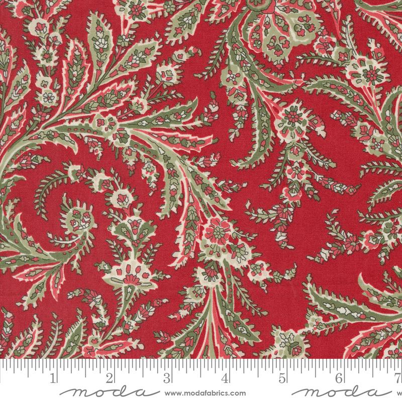 A Christmas Carol Whispering Winds Paisley Crimson Red 3 Sisters Moda Cotton Fabric