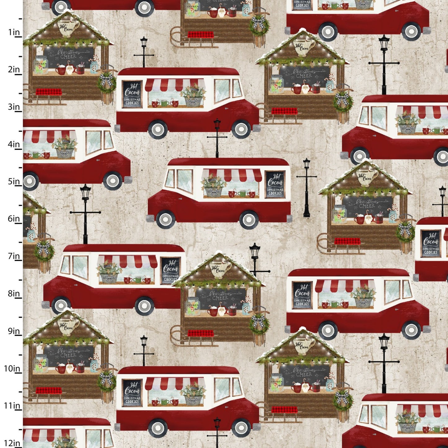 A Christmas to Remember Cocoa Truck Beige Beth Albert 3 Wishes Cotton Fabric