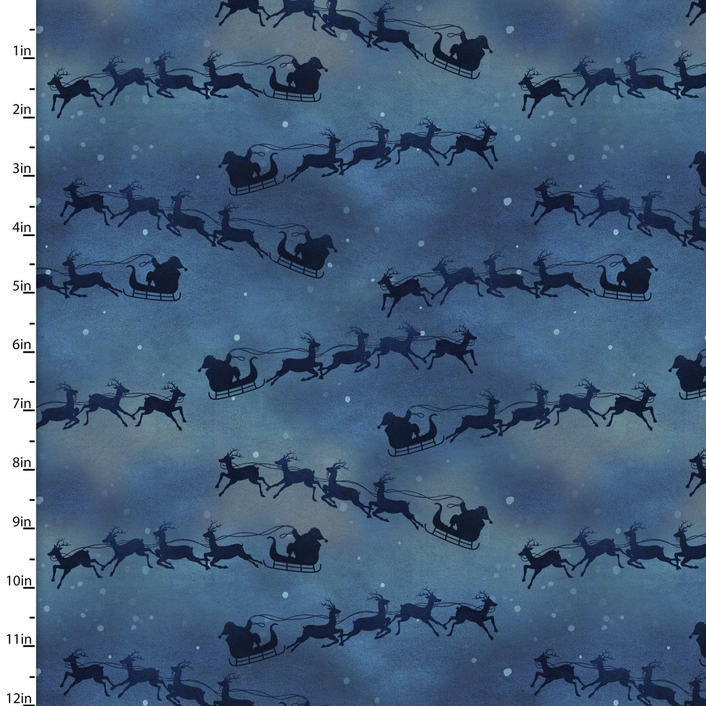 A Christmas to Remember Flying Sleigh Santa Reindeer Blue Beth Albert 3 Wishes 43Cotton Fabric