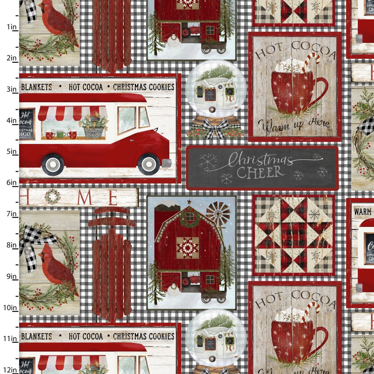 A Christmas to Remember Motif Patch Beth Albert 3 Wishes Cotton Fabric