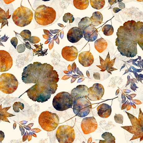 A Flutter of Leaves Leaf Toss Beige Suzan Engler Quilting Treasures Cotton Fabric