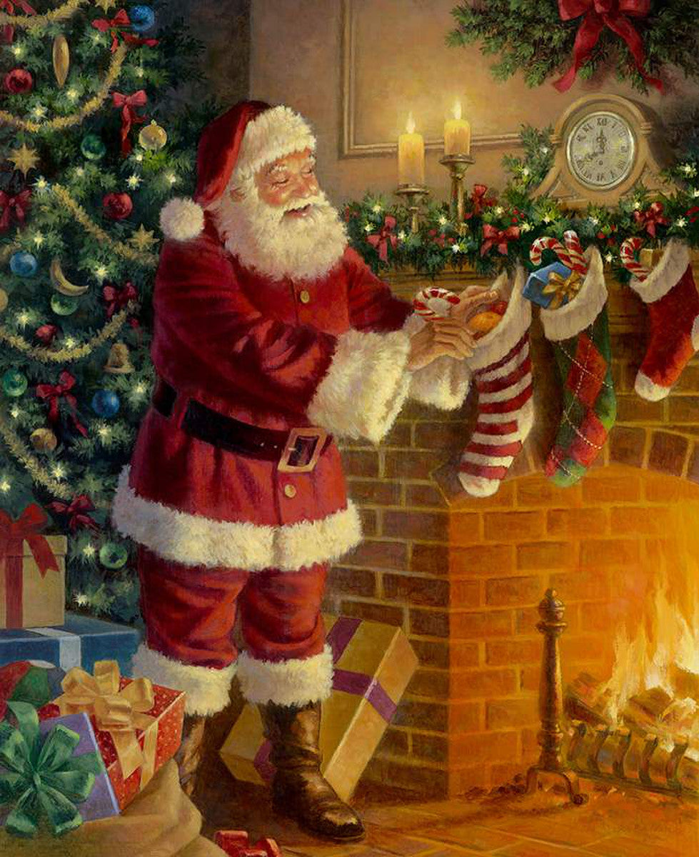 A Nostalgic Christmas Santa the Fireplace Panel 36" Riley Blake Cotton Fabric