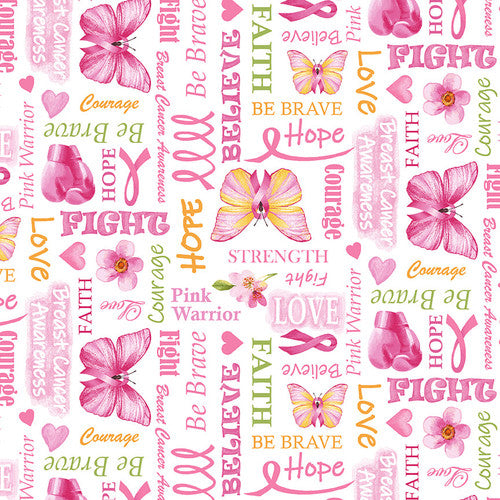 A Pink Celebration Word Print White Lilac Bee Designs Studio E Cotton Fabric