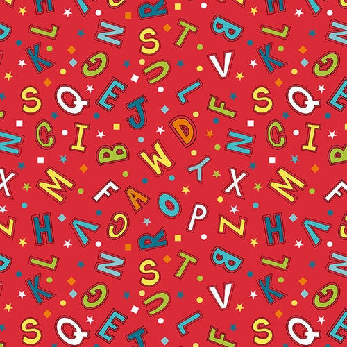 A to Zoo Tossed Letters Red Hannah of Pencil & Ink Studio Blank Quilting Cotton Fabric