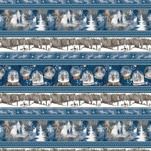 Cold Winter Morning Stripe Dark Blue Kathleen Francour Studio E Cotton Fabric