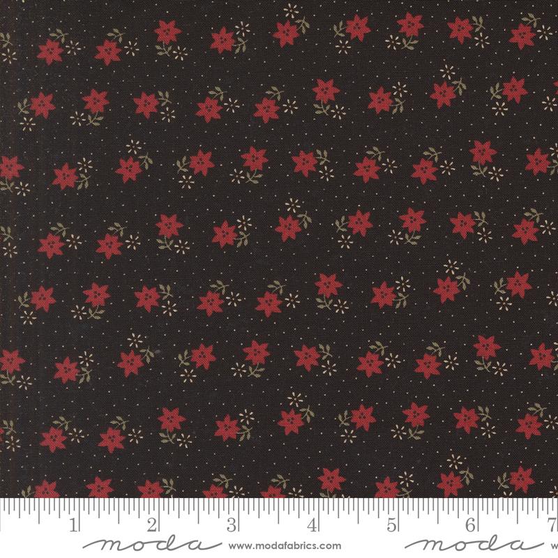A Vintage Christmas Cactus Florals Black Kansas Troubles Quilters Moda Cotton Fabric MD-9782-19