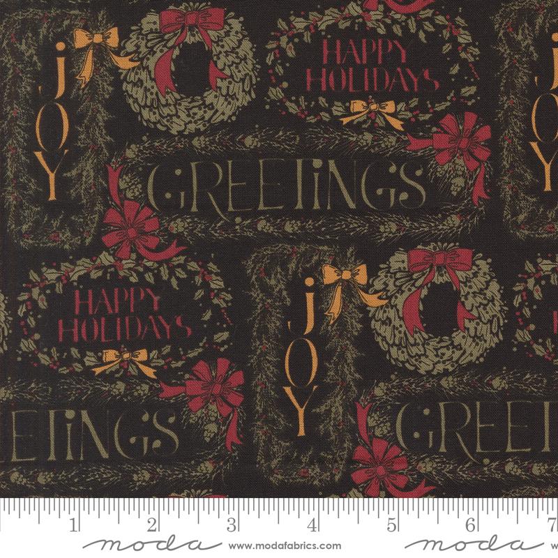 A Vintage Christmas Greetings Christmas Black Kansas Troubles Quilters Moda Cotton Fabric MD-9780-19