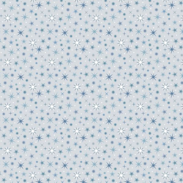 A Winter's Moon Twinkling Stars Light Silver Lewis & Irene Cotton Fabric LI-A948A