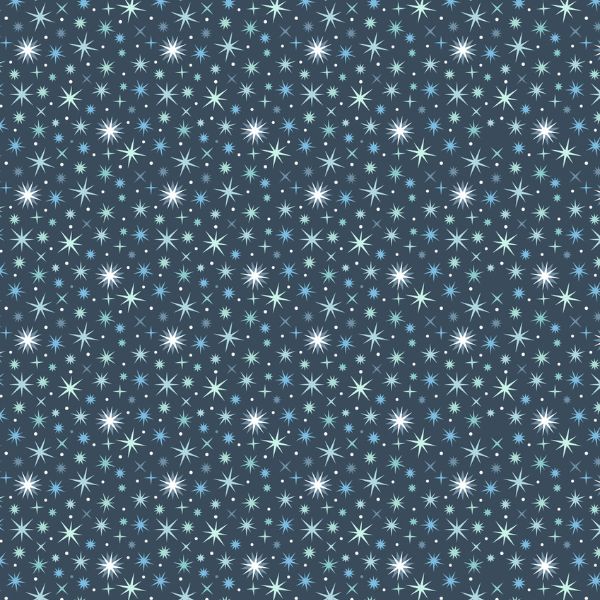 A Winter's Moon Twinkling Stars Midnight Blue Lewis & Irene Cotton Fabric LI-A948C