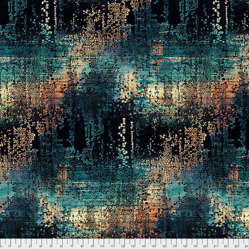 Abandoned Fractured Mosaic Indigo Tim Holtz Eclectic Elements Free Spirit Cotton Fabric FS-PWTH130.INDIGO