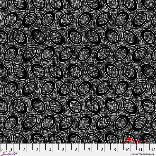 Aboriginal Dot Black August 2026 Kaffe Fassett Collective Free Spirit Cotton Fabric FS-PWGP071.BLACK