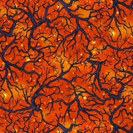 Abra-Cat-Dabra Tree and Branch Toss Orange Gina Jane Lee Quilting Treasures Cotton Fabric