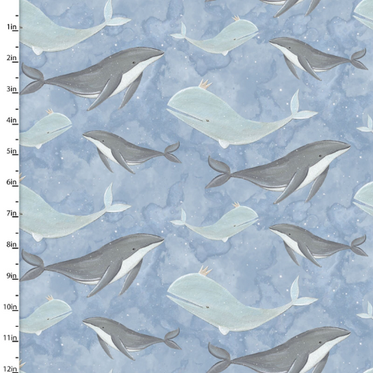 Adventures the Sky Dolphis and Whales Bianca Pozzi 3 Wishes Cotton Fabric