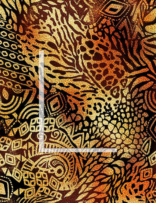 African Gold Pattern Patch Kenta African Women Timeless Treasures Cotton Fabric