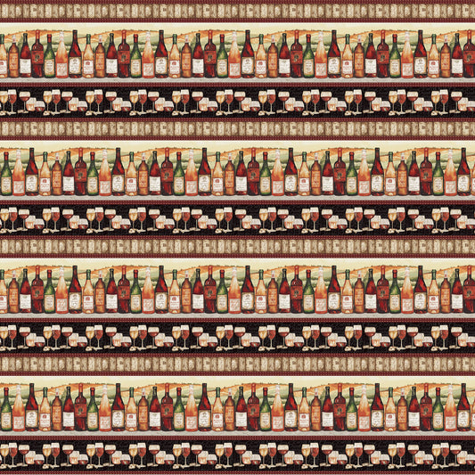 After Five Border Stripe Wines Multi Mary Beth Baker Henry Glass Cotton Fabric