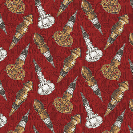 After Five Bottle Toppers Red Mary Beth Baker Henry Glass Cotton Fabric