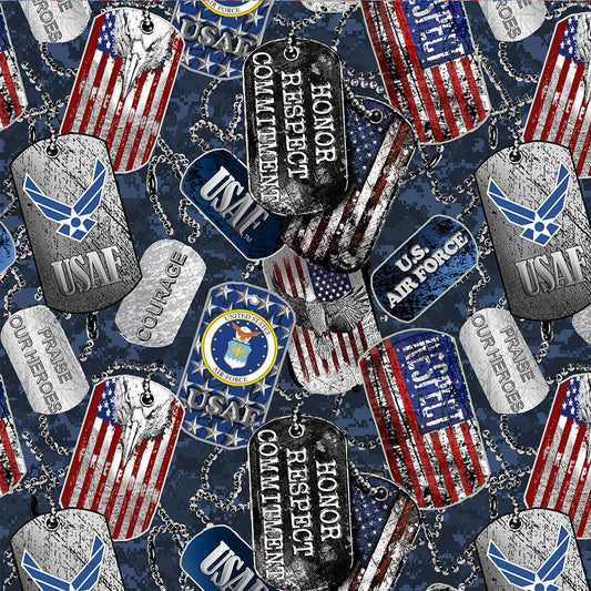 Airce Military Dogtags Allover Print Quilting Cotton Fabric