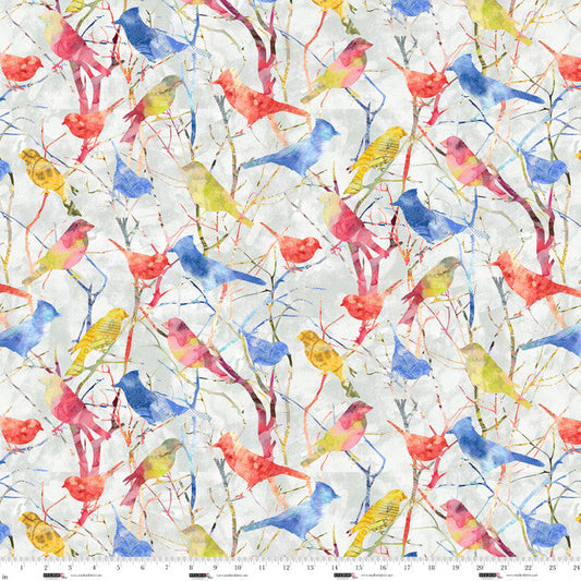 Air Mail Bird Silhoutte Allover Mist Nancy Smith Studio E Cotton Fabric SE-8497-19