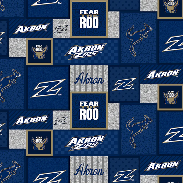 Akron Zips NCAA College Patch Sykel Enterprises Polyester Fleece Fabric AKRON-1177 | US Fabric Shop