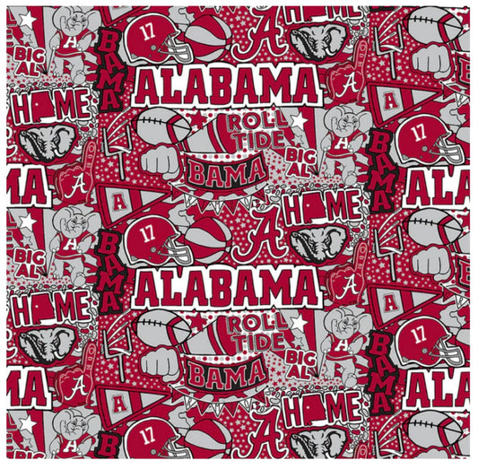 Alabama Cimson Tide NCAA College Popart Graffiti 58" Sykel Minky Fabric