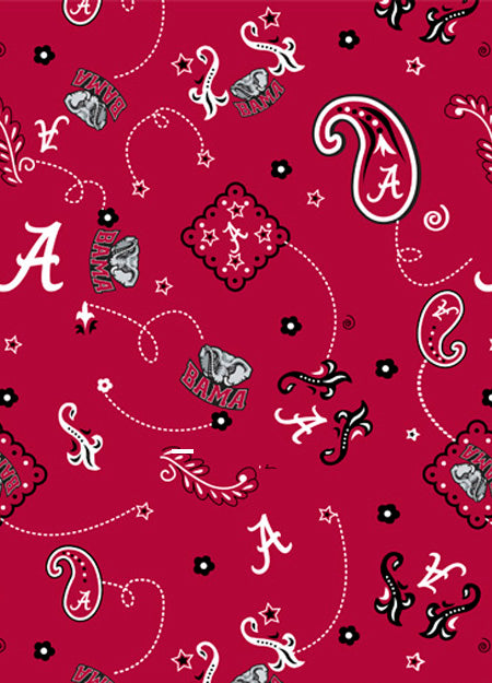 Alabama Crimson Tide NCAA College Bandana Paisley Sykel Cotton Fabric