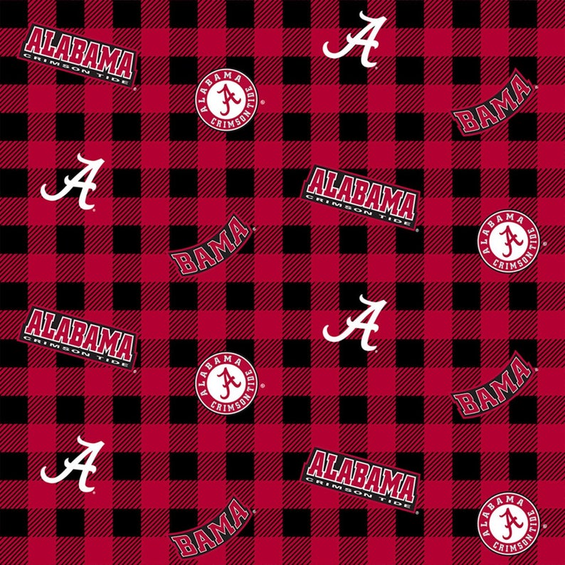 Alabama Crimson Tide NCAA Bama Buffalo Plaid Design Cotton Fabric