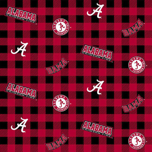 Alabama Crimson Tide NCAA Bama Buffalo Plaid Design Cotton Fabric