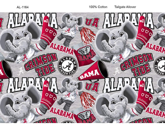 Alabama Crimson Tide NCAA Bama Mascot Allover Heather Print Design Cotton Fabric