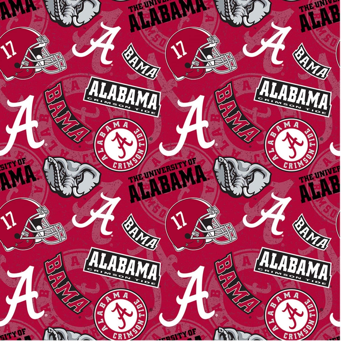 Alabama Crimson Tide NCAA College Tone on Tone Design Cotton Fabric