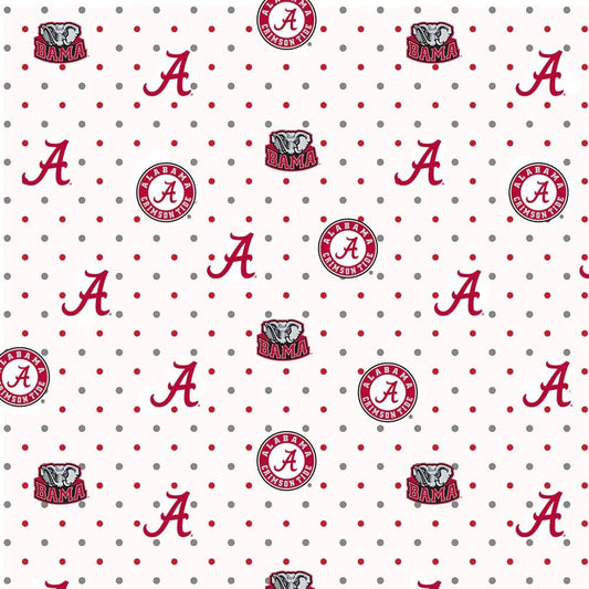 Alabama Crimson Tide NCAA College Pin Dot Design Cotton Fabric