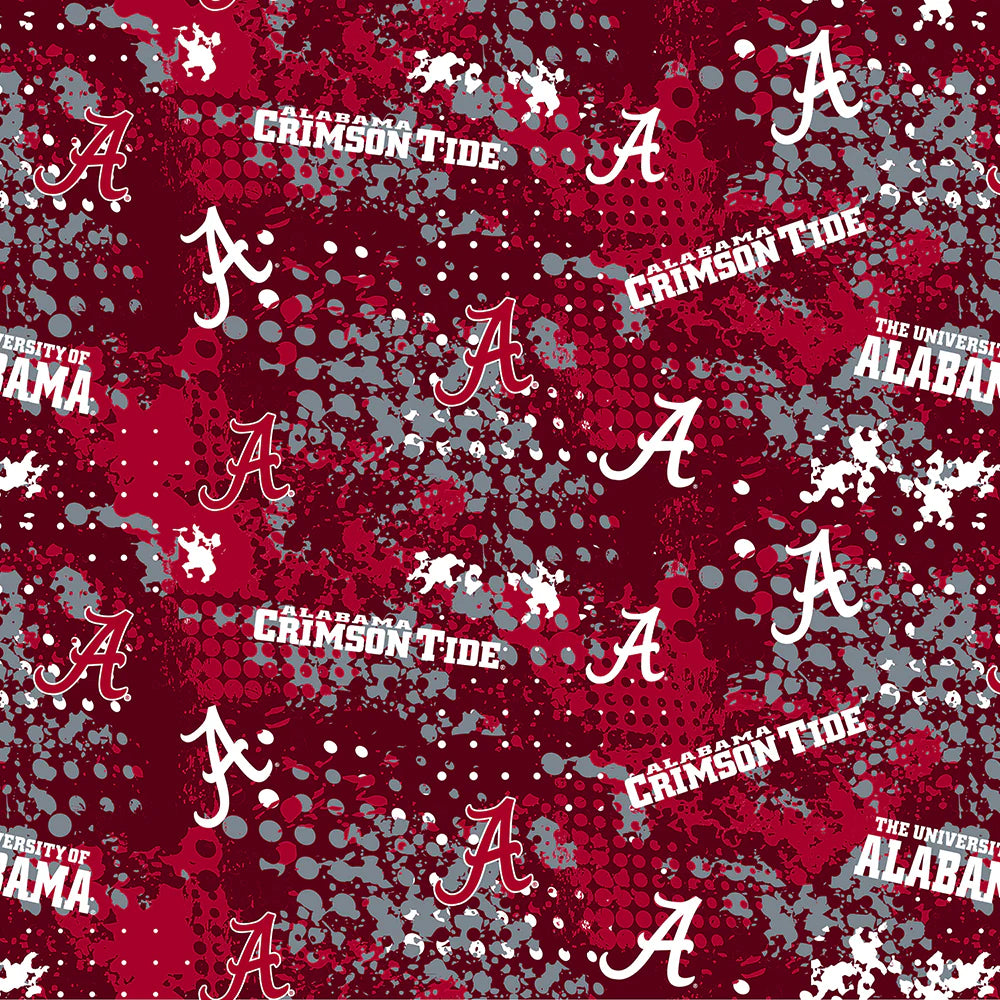 Alabama Crimson Tide NCAA College Splatter Red Sykel Cotton Fabric