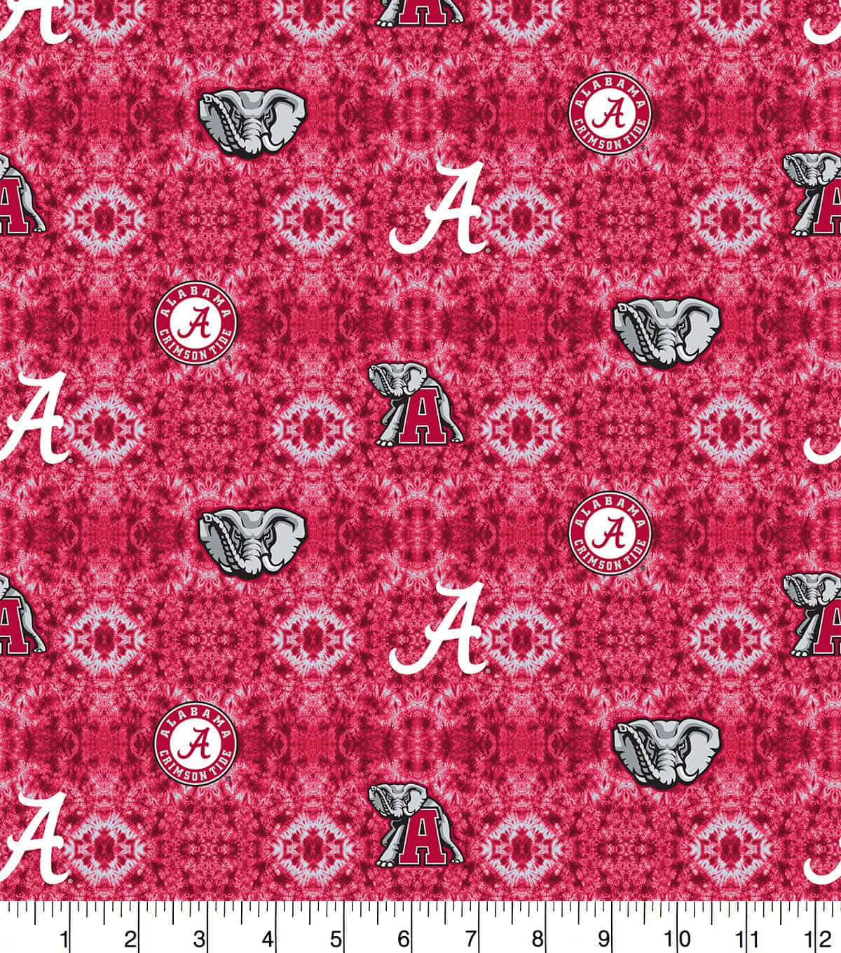 Alabama Crimson Tide NCAA Tie Dye Design FLANNEL Fabric