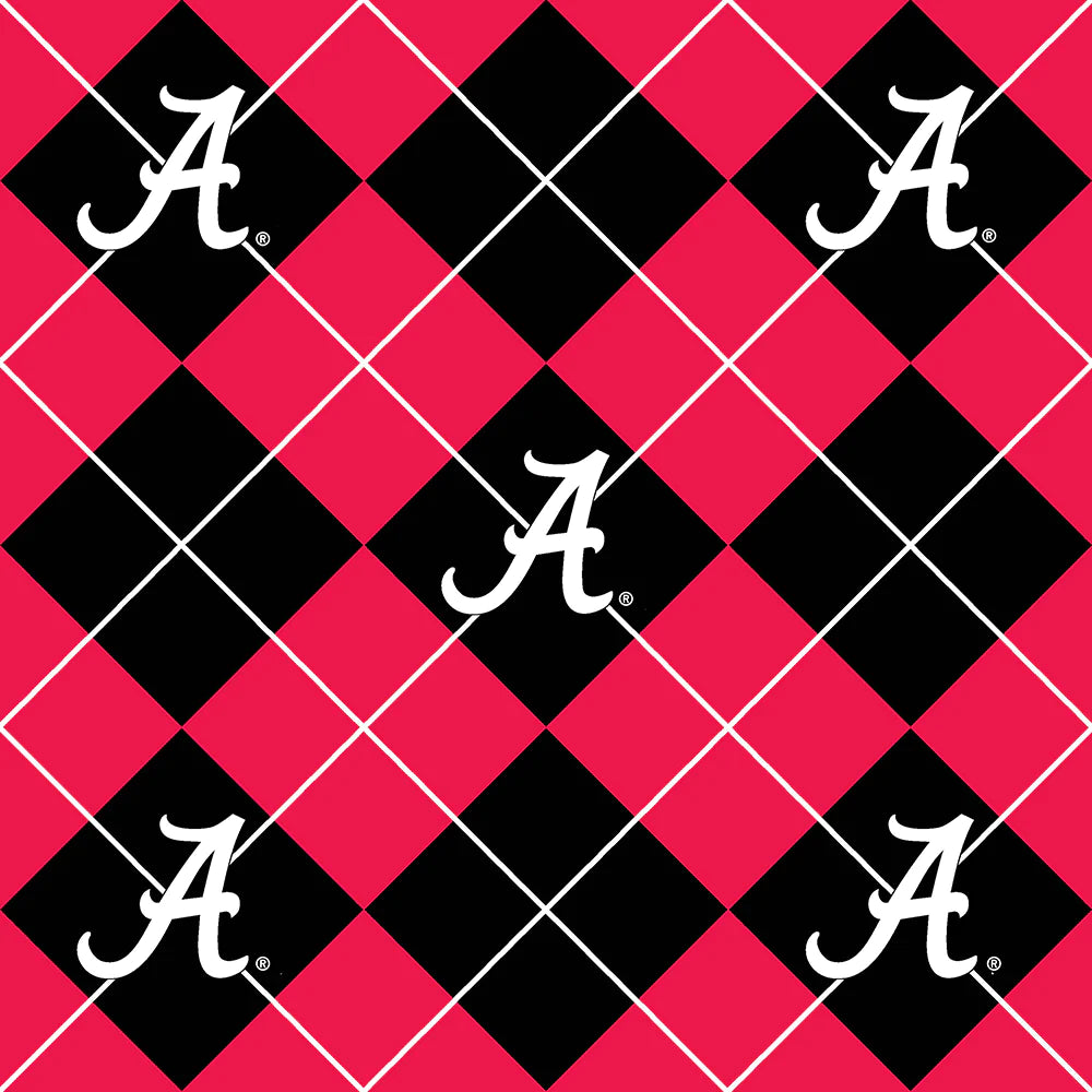 Alabama Crimson Tide NCAA College Argyle Sykel 58" Sykel FLEECE Fabric