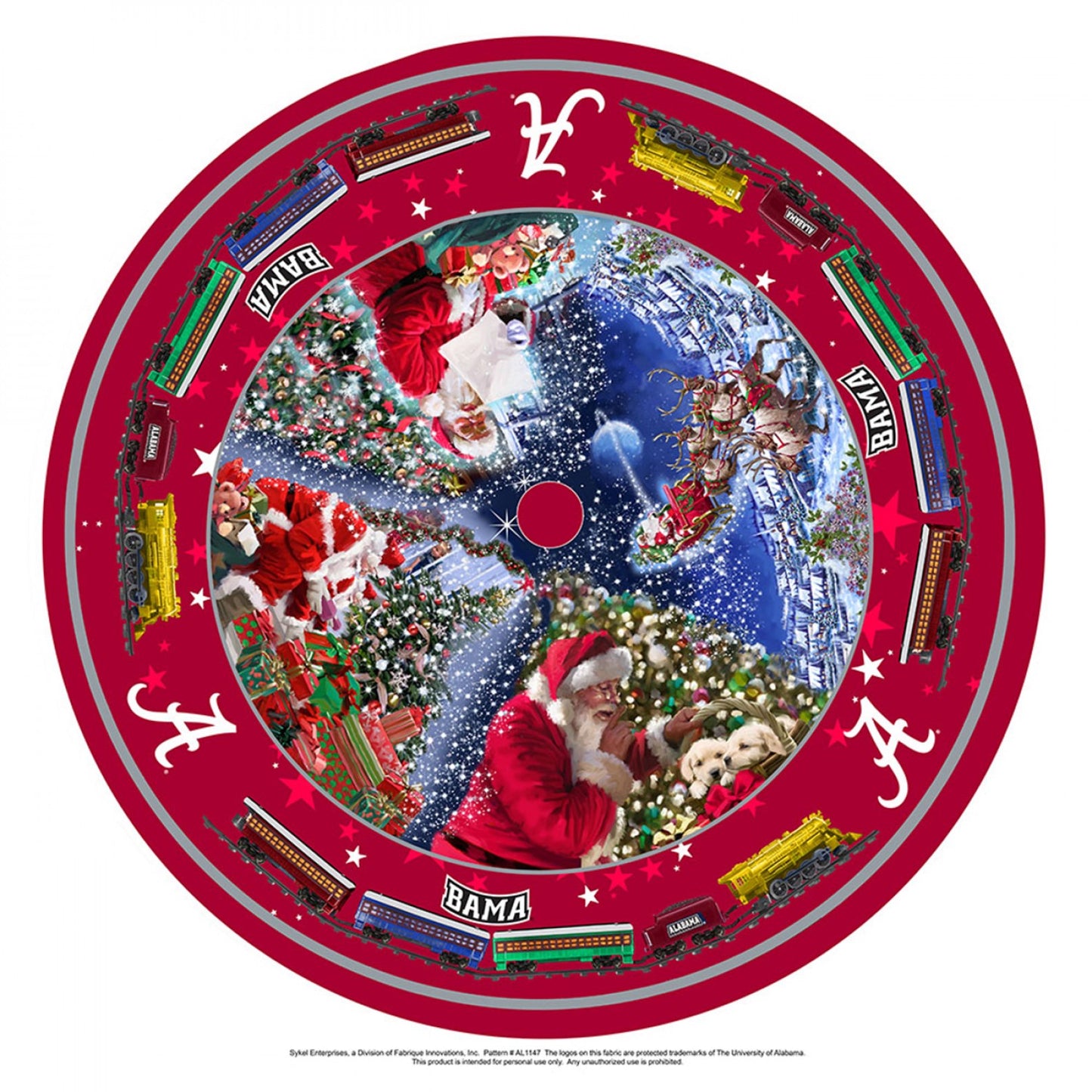 Alabama Crimson Tide NCAA College Felt Christmas Tree Skirt 46"x46" Round Sykel Enterprises AL-1147