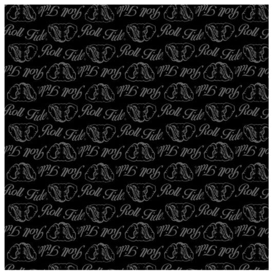 Alabama Crimson Tide NCAA College Black on Black Mini Pigment Print Sykel Enterprises Cotton Fabric AL-1393-BL