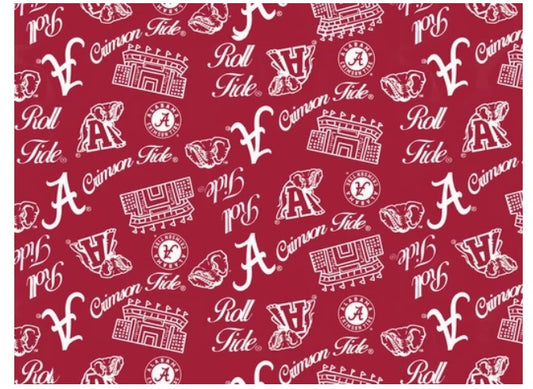 Alabama Crimson Tide NCAA College Mini Stadium Logo Sykel Enterprises Cotton Fabric AL-1389