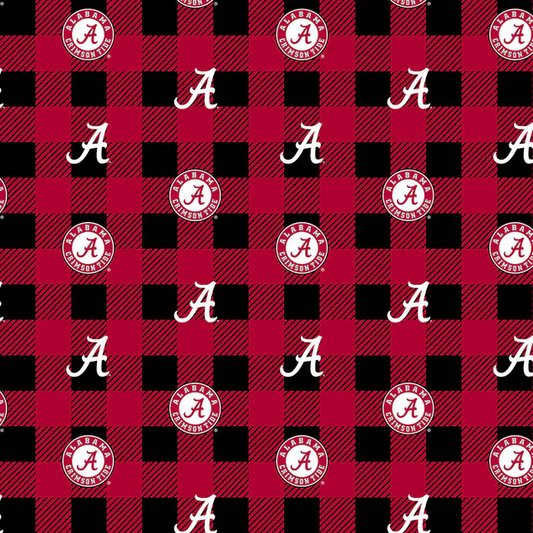 Alabama Crimson Tide NCAA College Buffalo Plaid Sykel Enterprises Polyester Fleece Fabric AL-1190